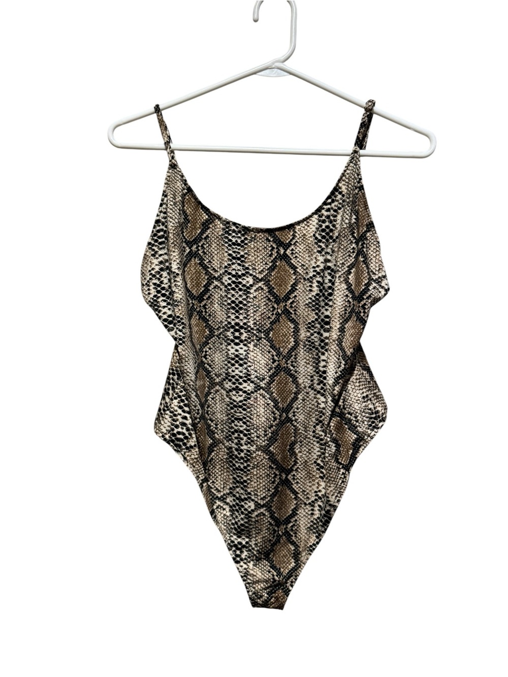 Fashion Nova Snake-Print Bodysuit - Brown/Black